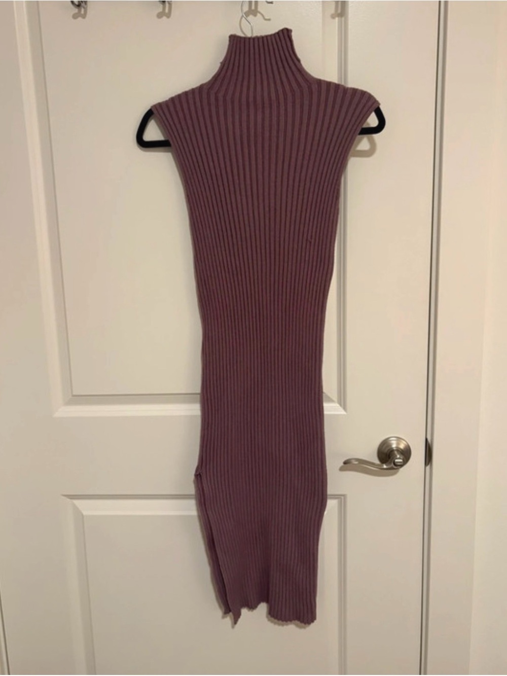 Ribbed Sleeveless Turtleneck Bodycon Dress - Amethyst